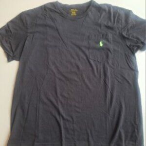 Polo black with lime green emblem, pocket t-shirt Men's Size Medium